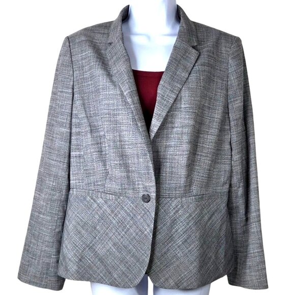 Ann Taylor Factory Petite Gray Womens Blazer Size 14P - Picture 1 of 6